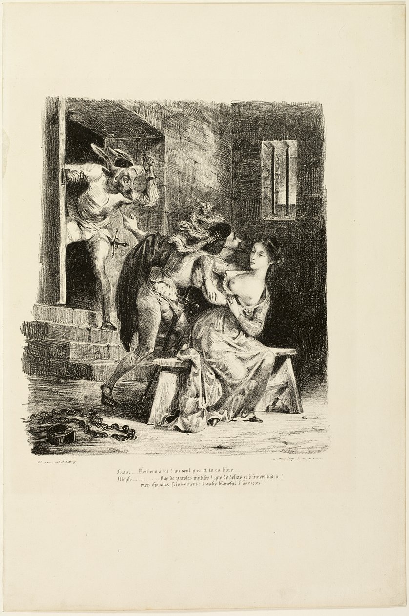 Faust Marguerite börtöncellájában, a Faustból alkotó: Eugène Delacroix