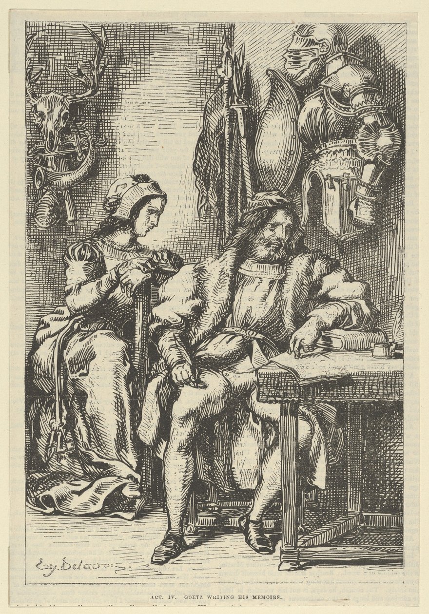 Goetz von Berlichingen megírja emlékiratait, 1845 után, 1845 után. alkotó: Eugène Delacroix