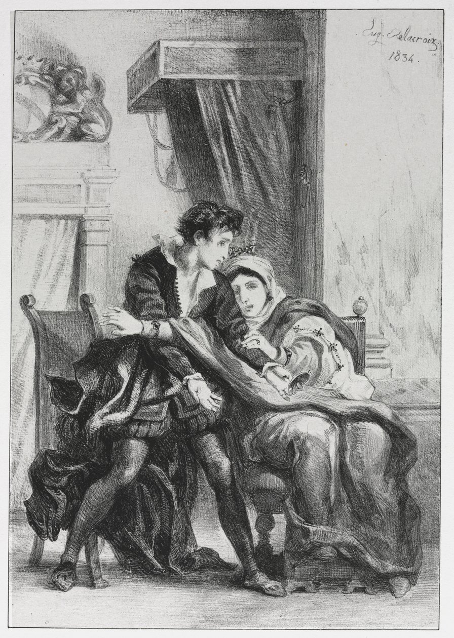 Hamlet: Hamlet és a királynő alkotó: Eugène Delacroix