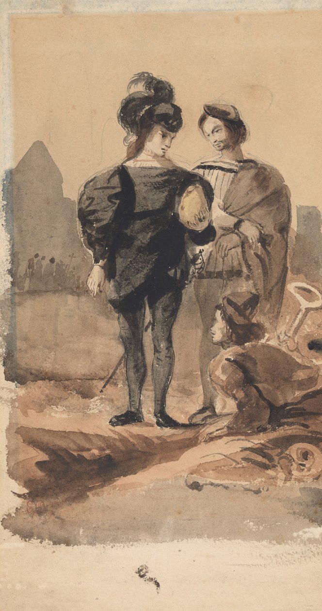 Hamlet és Horatio a temetőben, 1827-28. alkotó: Eugène Delacroix