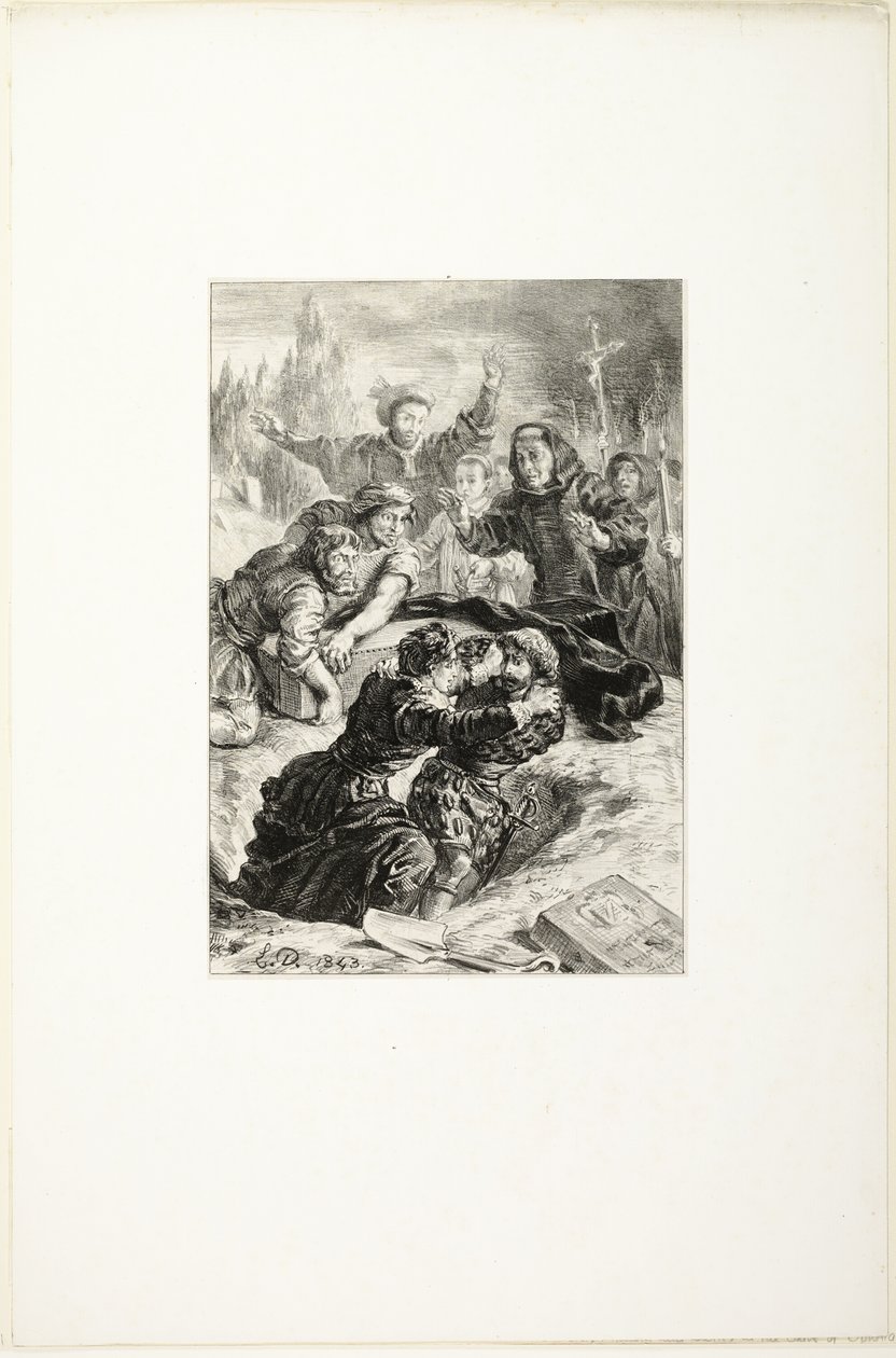 Hamlet és Laertes Ophelia sírjában alkotó: Eugène Delacroix