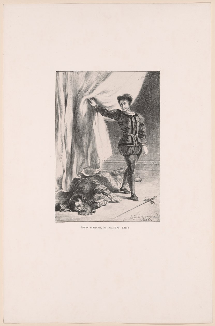 Hamlet és Polonius holtteste, 11. tábla a Hamletből alkotó: Eugène Delacroix
