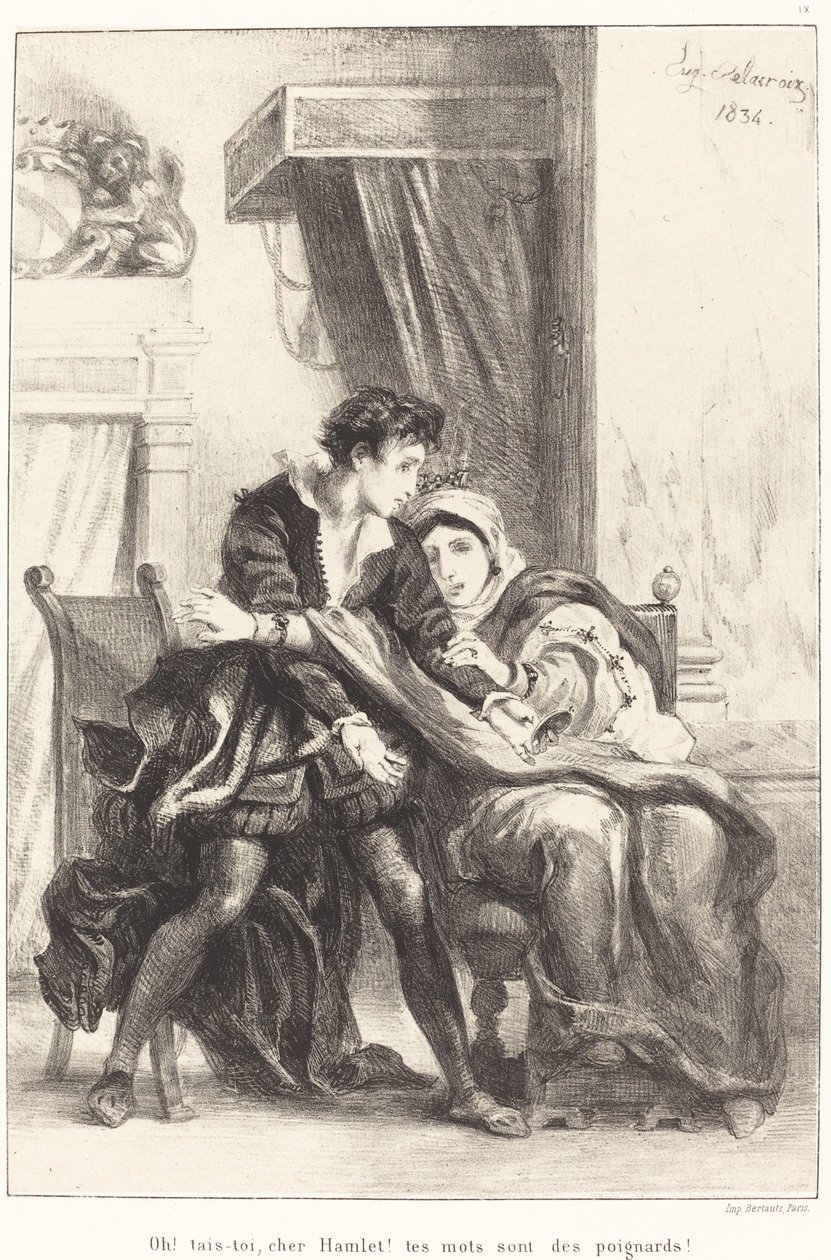 Hamlet és a királynő (III. felvonás, IV. jelenet) alkotó: Eugène Delacroix