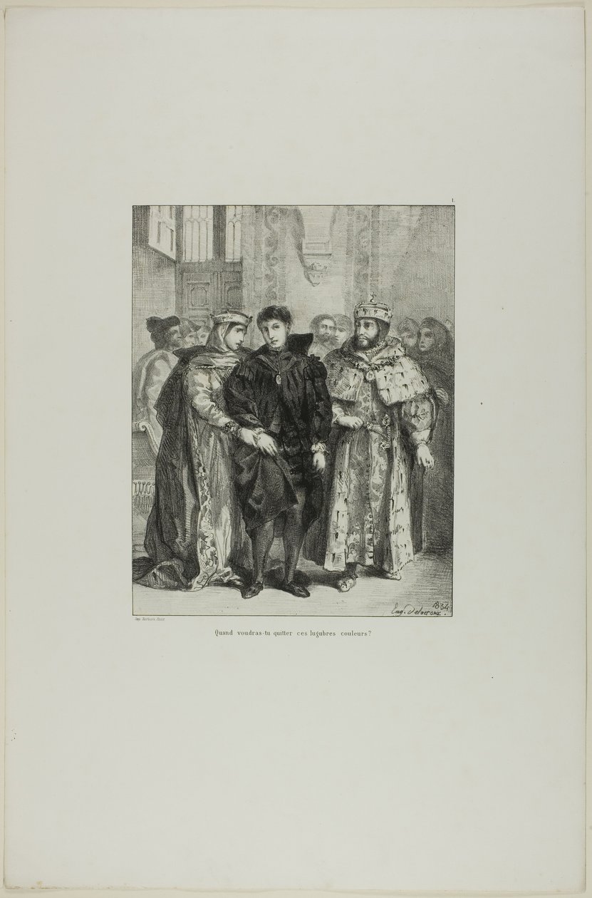 Hamlet és a királynő, 1. tábla a Hamletből alkotó: Eugène Delacroix