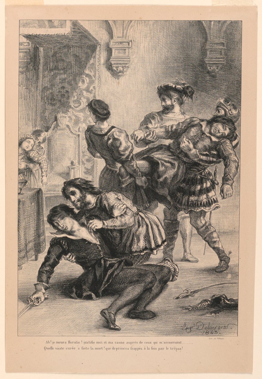 Illusztráció a Hamlethez: Hamlet halála (V,2) alkotó: Eugène Delacroix