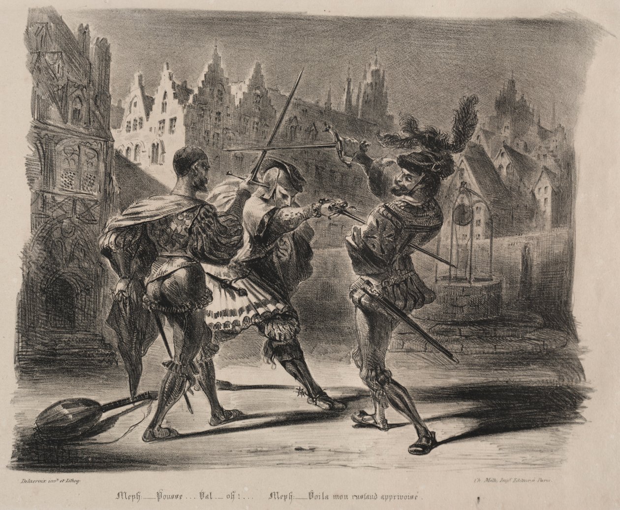 Illusztrációk: Faust: Faust és Valentin párbaja alkotó: Eugène Delacroix