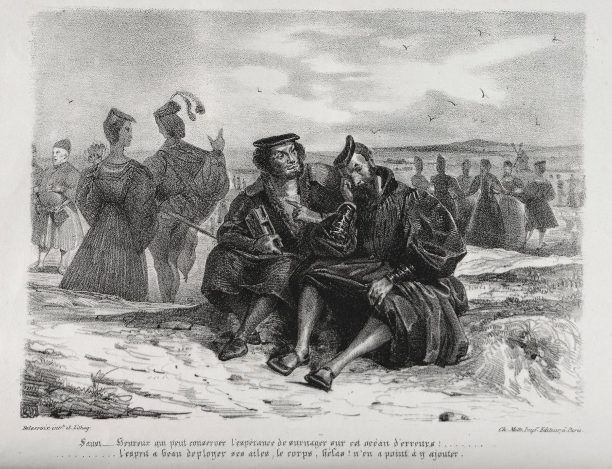 Illusztrációk Fausthoz: Faust és Wagner alkotó: Eugène Delacroix