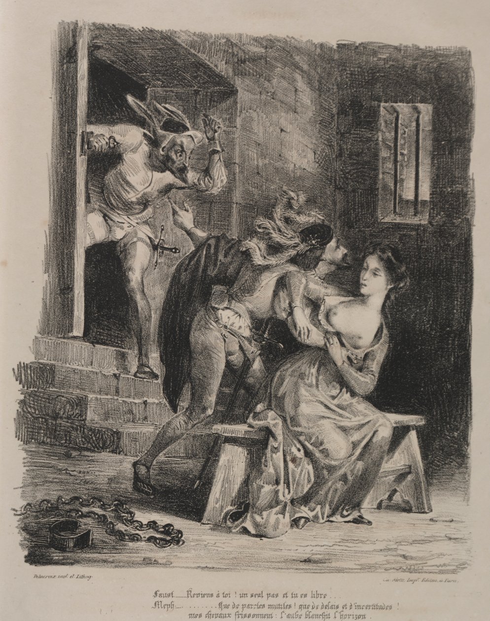 Illusztrációk Fausthoz: Faust Marguerite börtönében alkotó: Eugène Delacroix