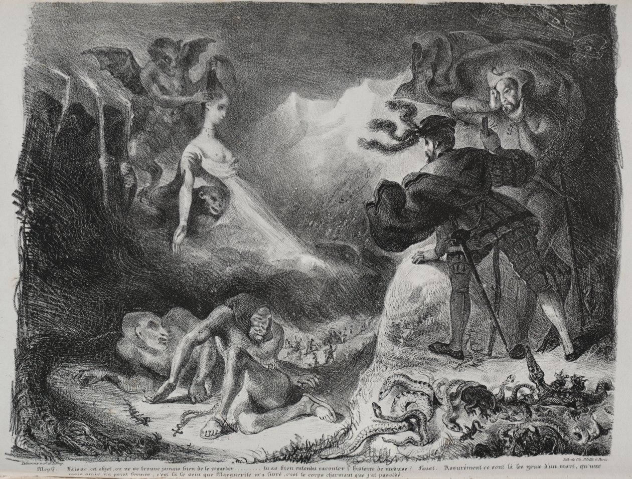 Illusztrációk Fausthoz: Marguerite árnyéka megjelenik Faust előtt alkotó: Eugène Delacroix