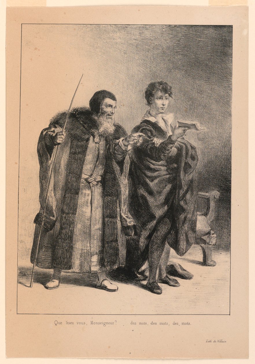 Illusztráció a Hamlethez. Polonius és Hamlet (II, 2) alkotó: Eugène Delacroix