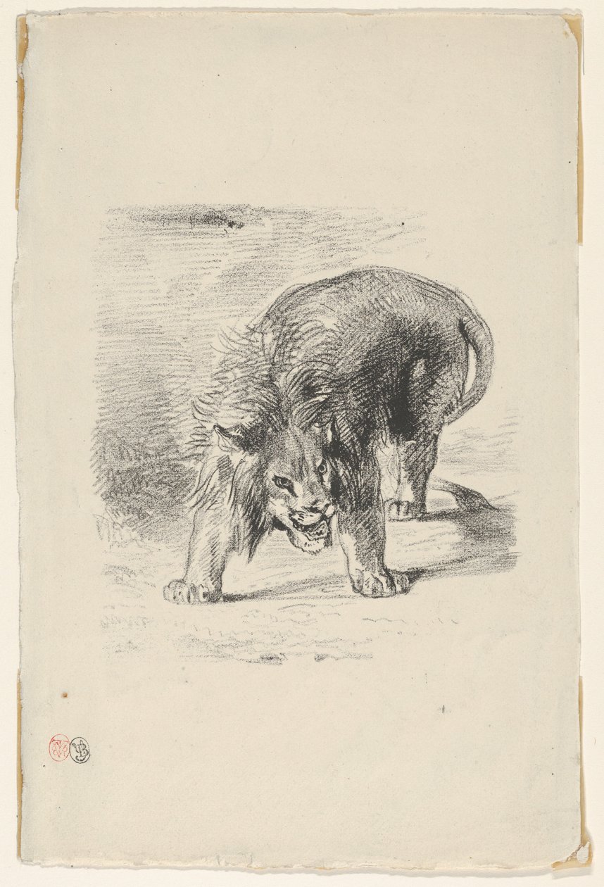 Oroszlán áll, 1833., 1833. alkotó: Eugène Delacroix