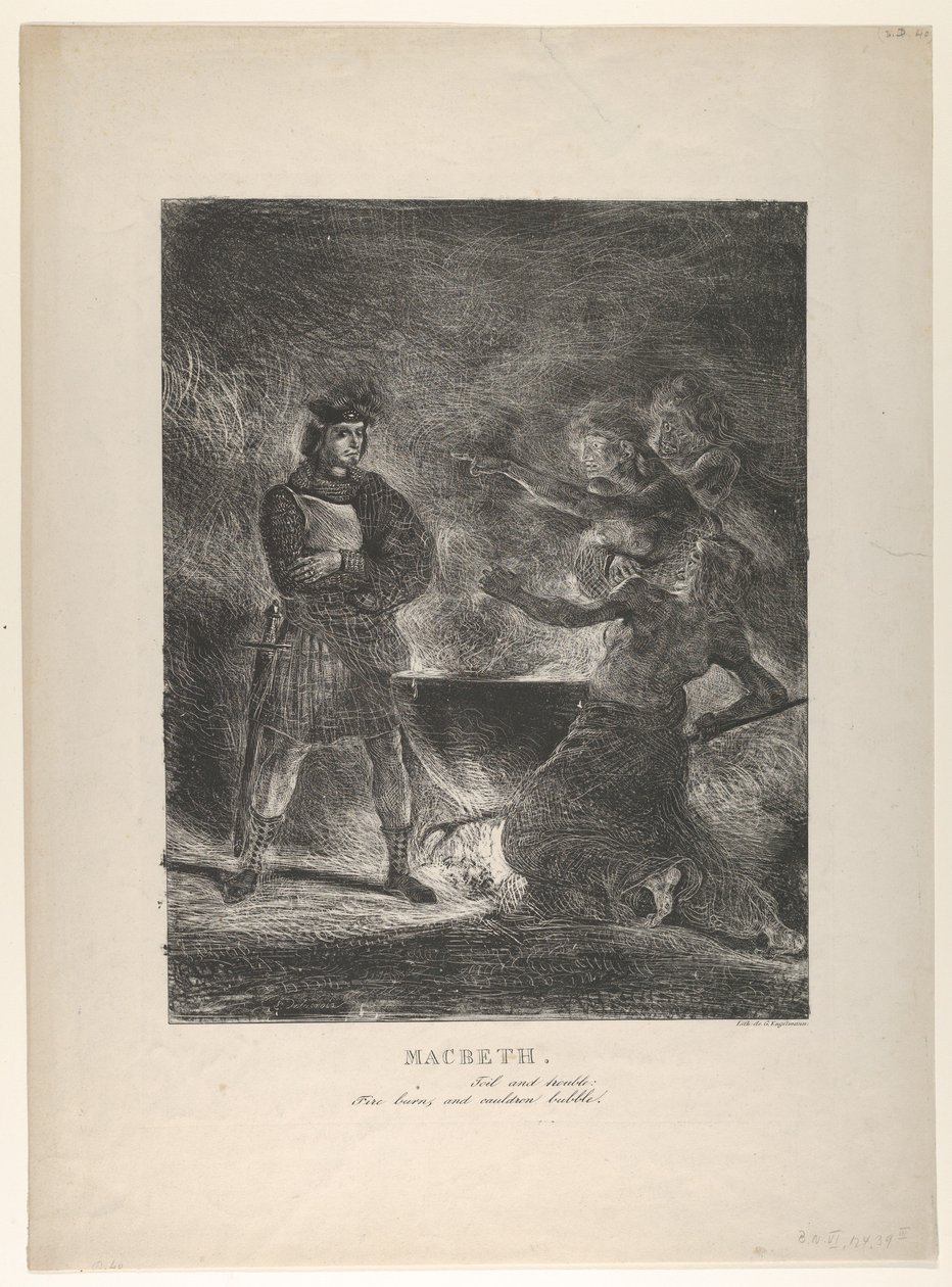 Macbeth tanácsadás a boszorkányokkal, 1825., 1825. alkotó: Eugène Delacroix