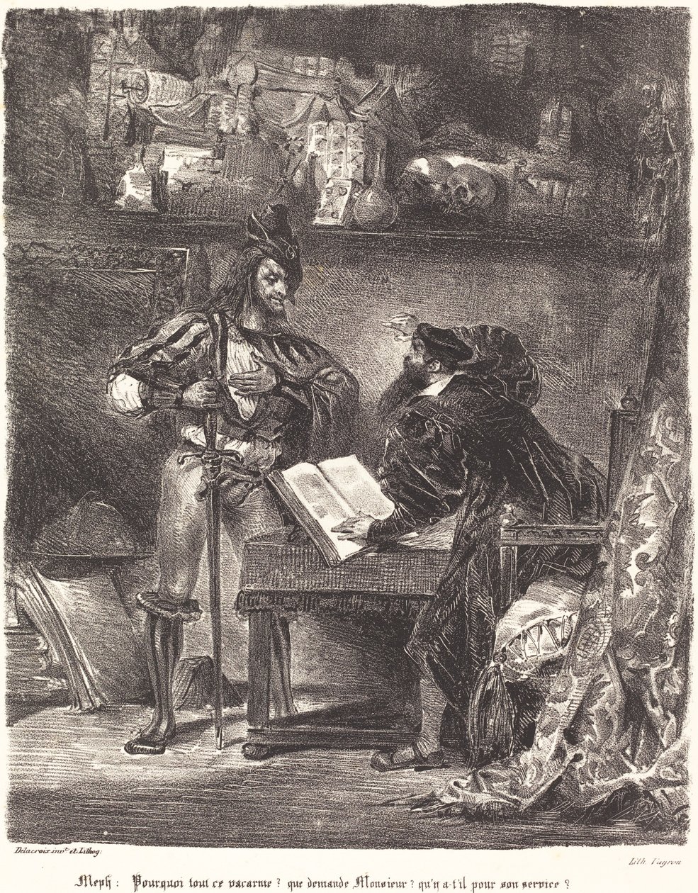 Mephisto megjelenik Faustnak alkotó: Eugène Delacroix