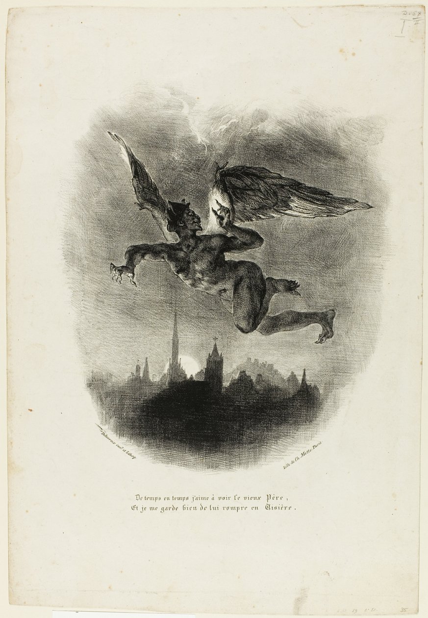 Mefisztó repül alkotó: Eugène Delacroix