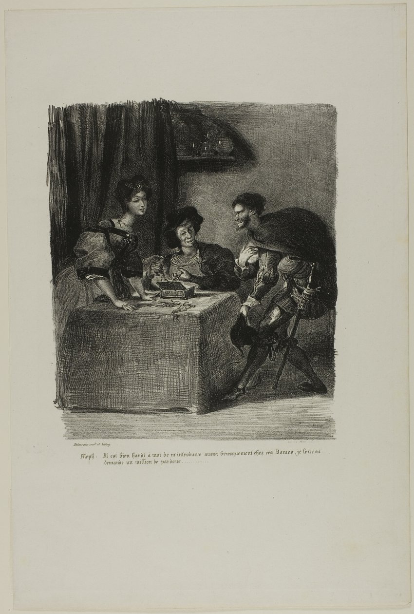 Mefisztó meglátogatja Mártát, Faustból alkotó: Eugène Delacroix