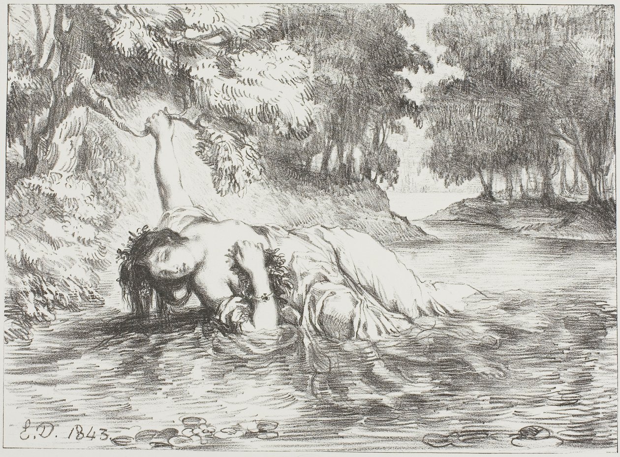Ophelia halála alkotó: Eugène Delacroix