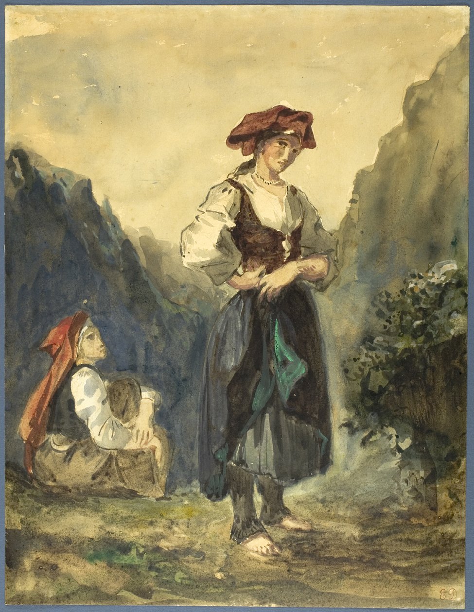 Parasztasszonyok az Eaux-Bonnes régióból alkotó: Eugène Delacroix