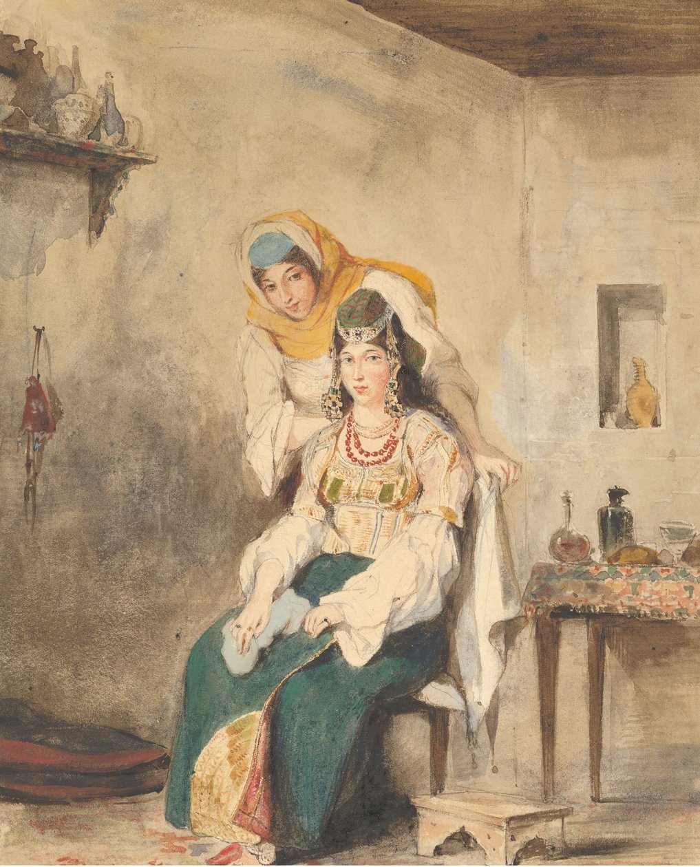 Saada, Abraham Ben-Chimol felesége és Préciada, egyik lányuk, 1832. alkotó: Eugène Delacroix