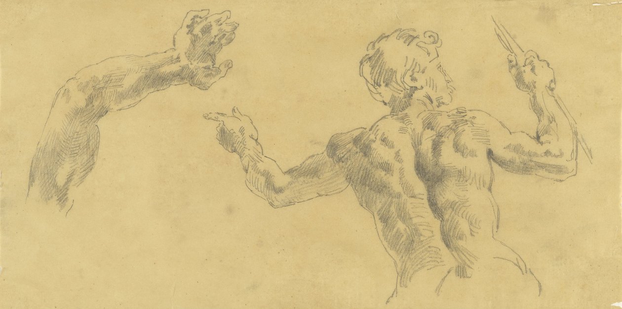 Vázlatok egy karról és egy férfiról hátulról nézve alkotó: Eugène Delacroix