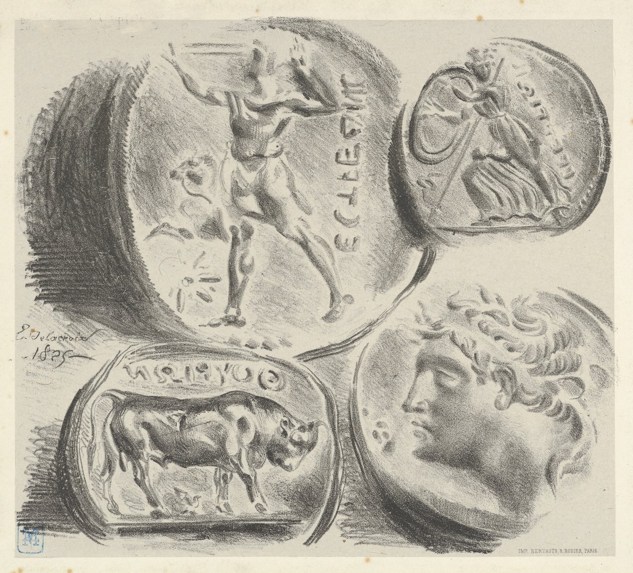 Tanulmányok négy görög érméről, 1825., 1825. alkotó: Eugène Delacroix