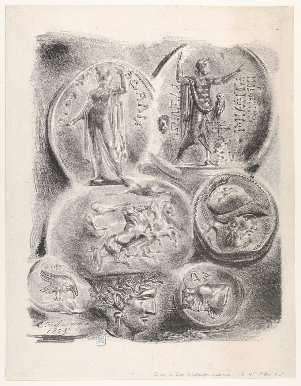 Tanulmányok hét görög érméről, 1825., 1825. alkotó: Eugène Delacroix