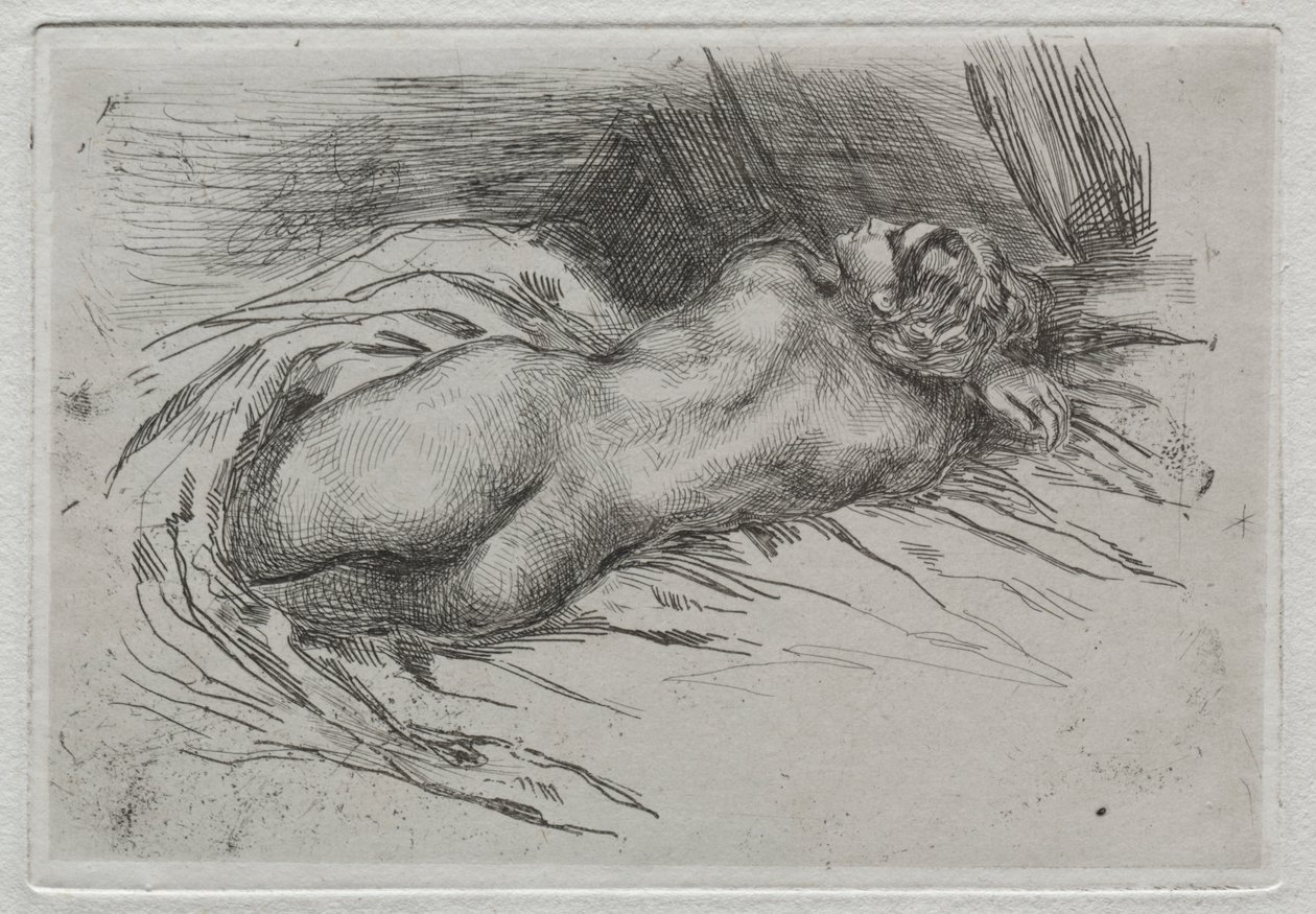 Tanulmány egy nőről hátulról nézve alkotó: Eugène Delacroix