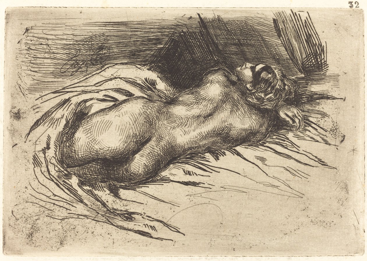 Tanulmány egy nőről, hátulról nézve alkotó: Eugène Delacroix