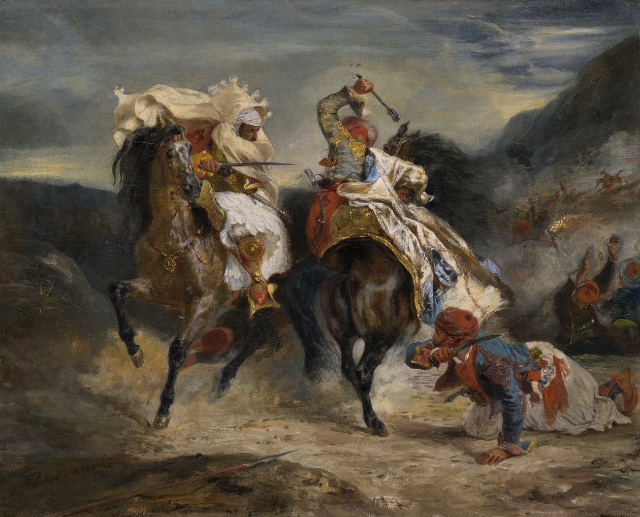 A Giaour és Hassan harca, 1826. alkotó: Eugène Delacroix