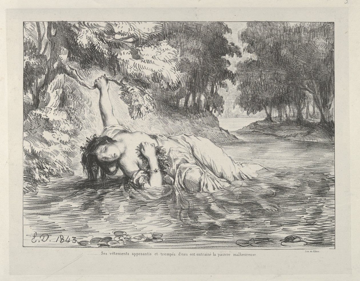 Ophelia halála, 1843., 1843. alkotó: Eugène Delacroix