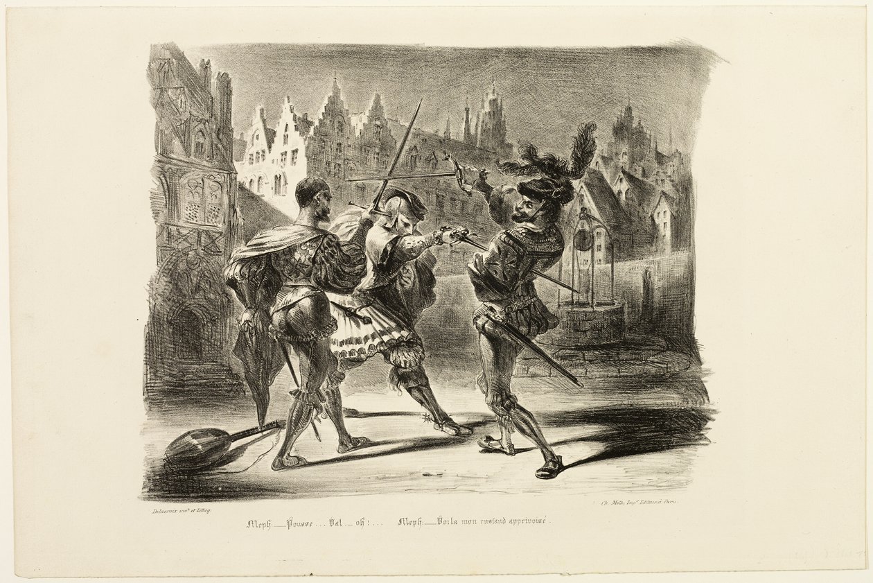 Faust és Valentin párbaja, a Faustból alkotó: Eugène Delacroix
