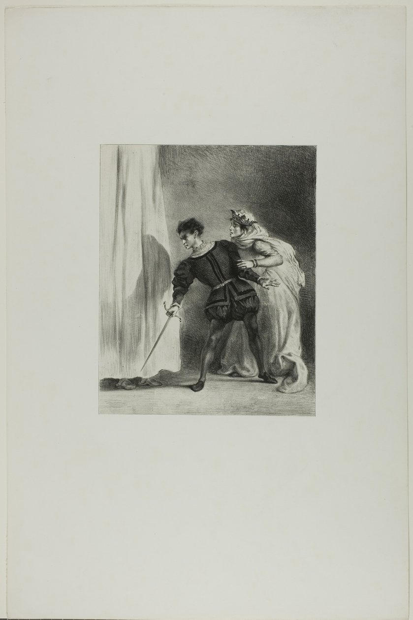 Polonius meggyilkolása alkotó: Eugène Delacroix