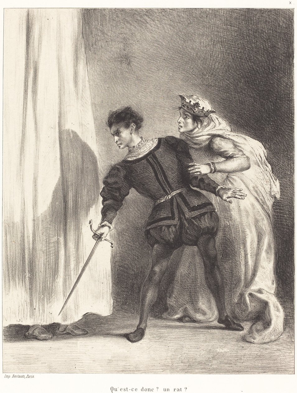 Polonius meggyilkolása III. felvonás, IV. jelenet, 18341843. alkotó: Eugène Delacroix