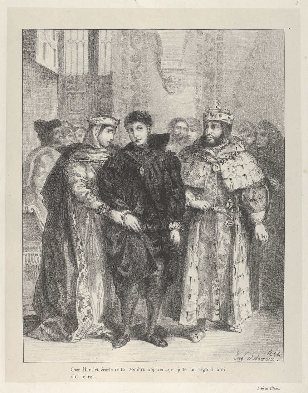 A királynő megpróbálja megvigasztalni Hamletet, 1834., 1834. alkotó: Eugène Delacroix