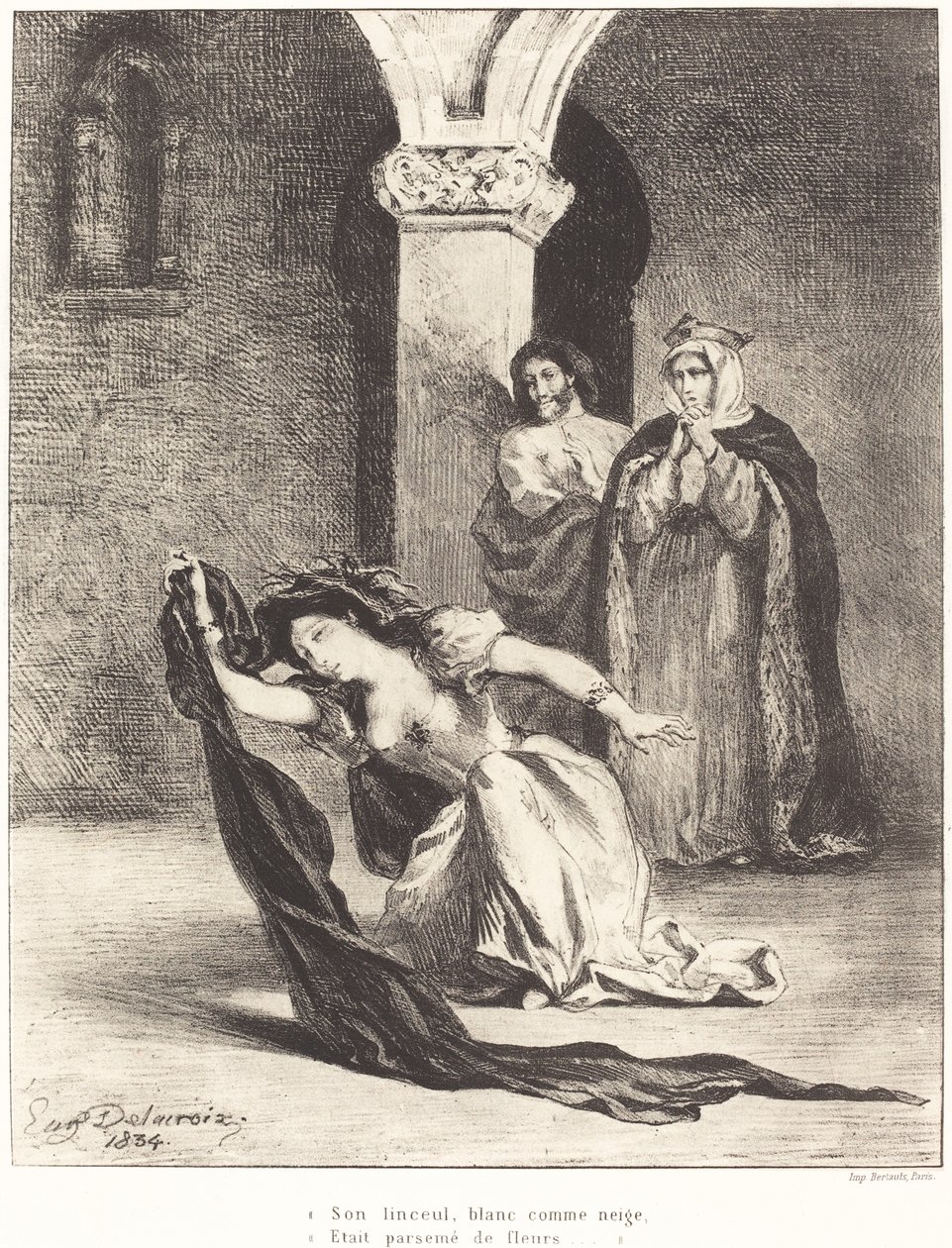 Ophelia éneke IV. felvonás, V. jelenet, 1834. alkotó: Eugène Delacroix