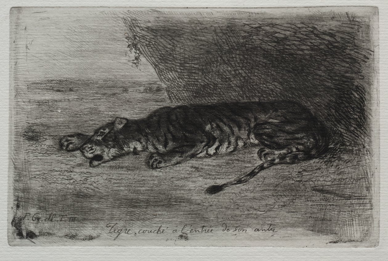 Tigris odúja bejáratánál alszik alkotó: Eugène Delacroix