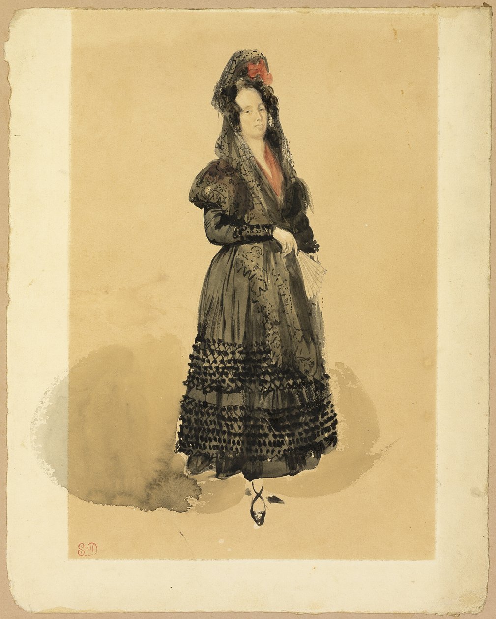 Fiatal spanyol hölgy Manola jelmezben alkotó: Eugène Delacroix