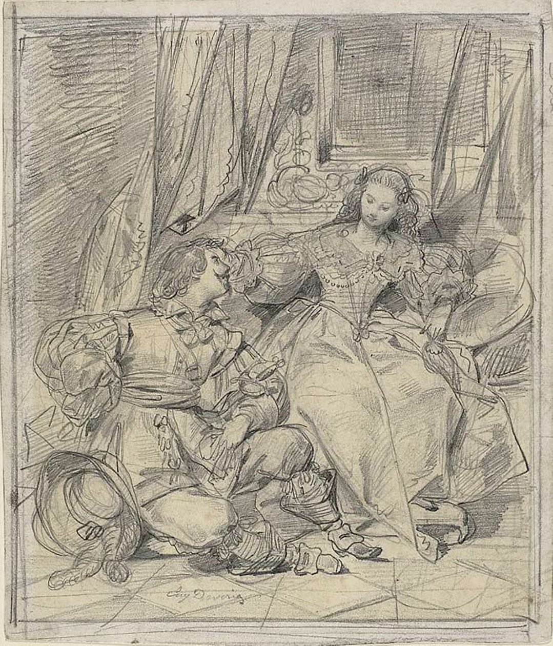 Lady és Cavalier alkotó: Eugène François Marie Joseph Devéria