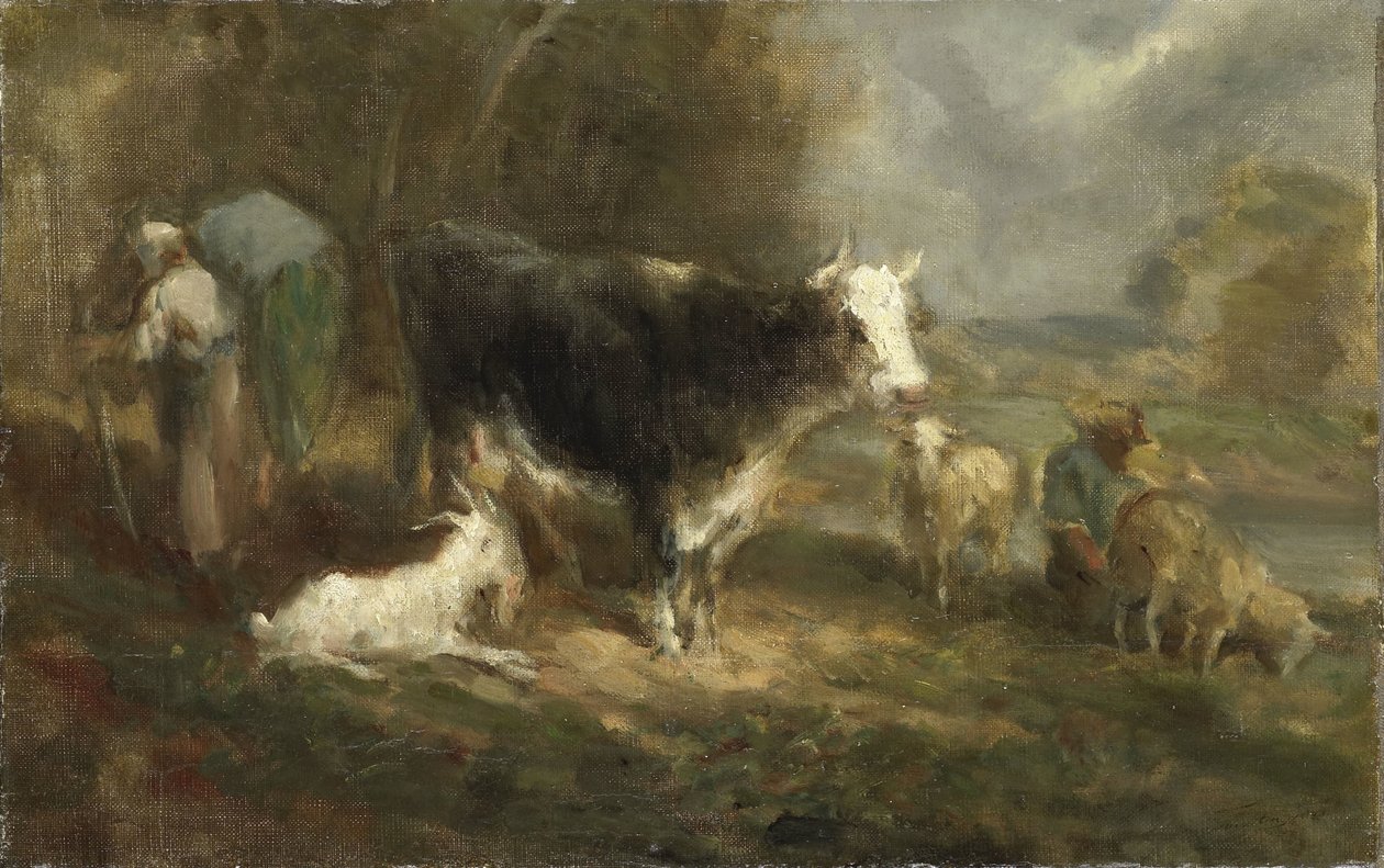 Farmyard szarvasmarhákkal alkotó: Eugène Fromentin Dupeux