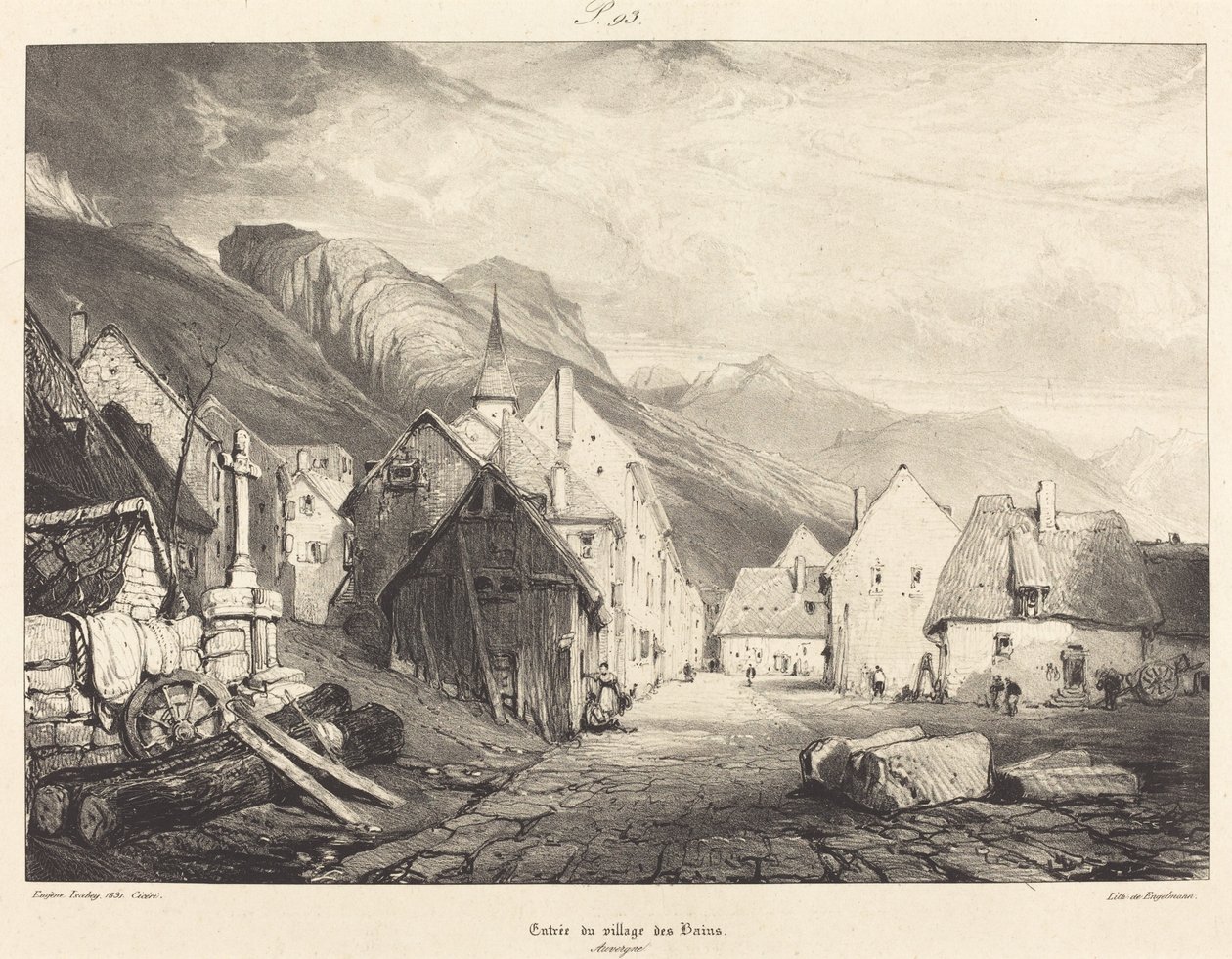 Les Bains falu bejárata alkotó: Eugène Isabey and Pierre Luc Charles Ciceri