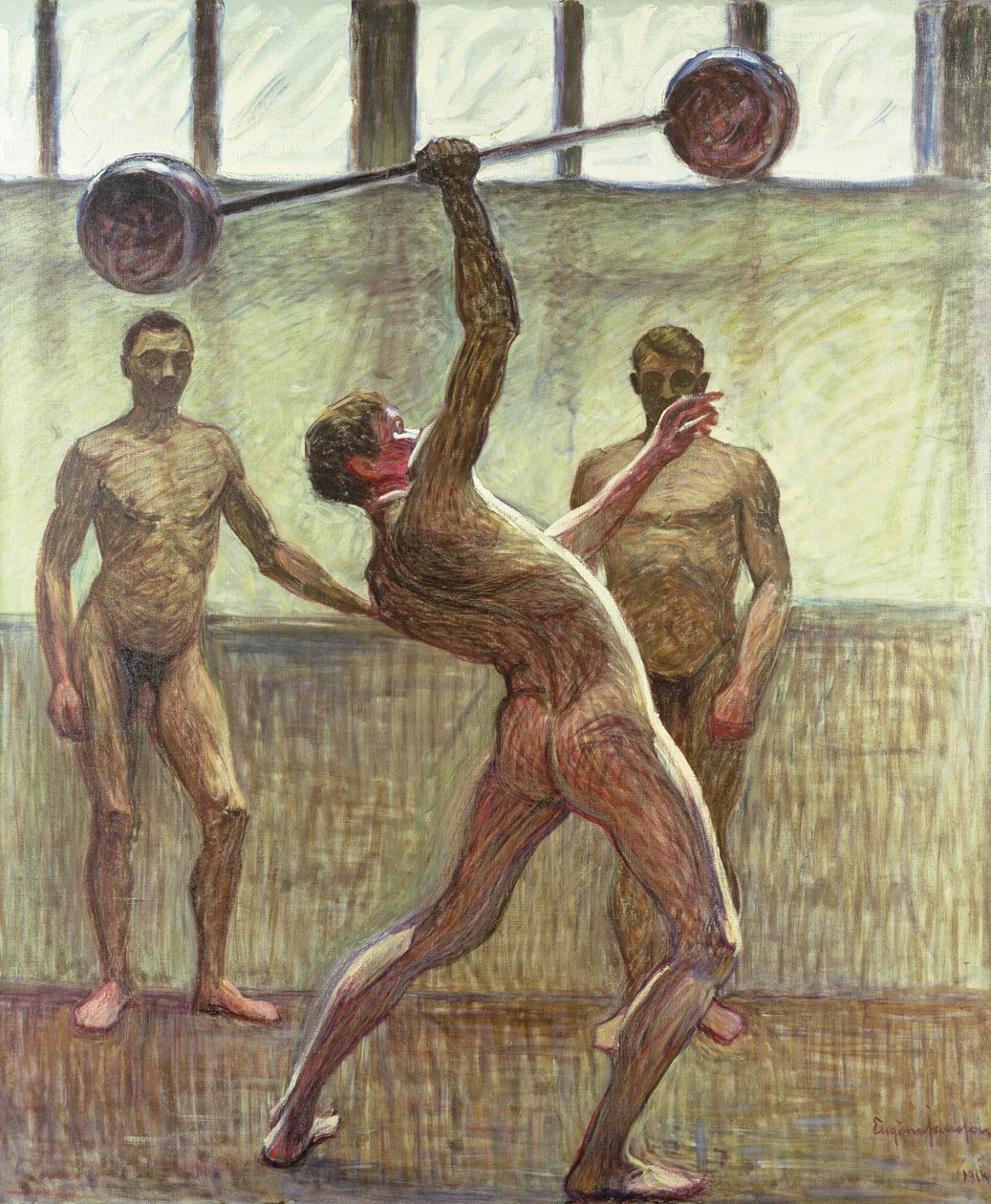 Súlyemelés egykarral 2. szám, 1914 alkotó: Eugène Jansson