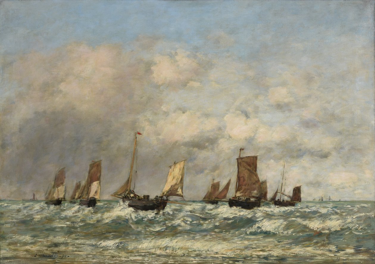 Berck: a hajók indulása alkotó: Eugene Louis Boudin