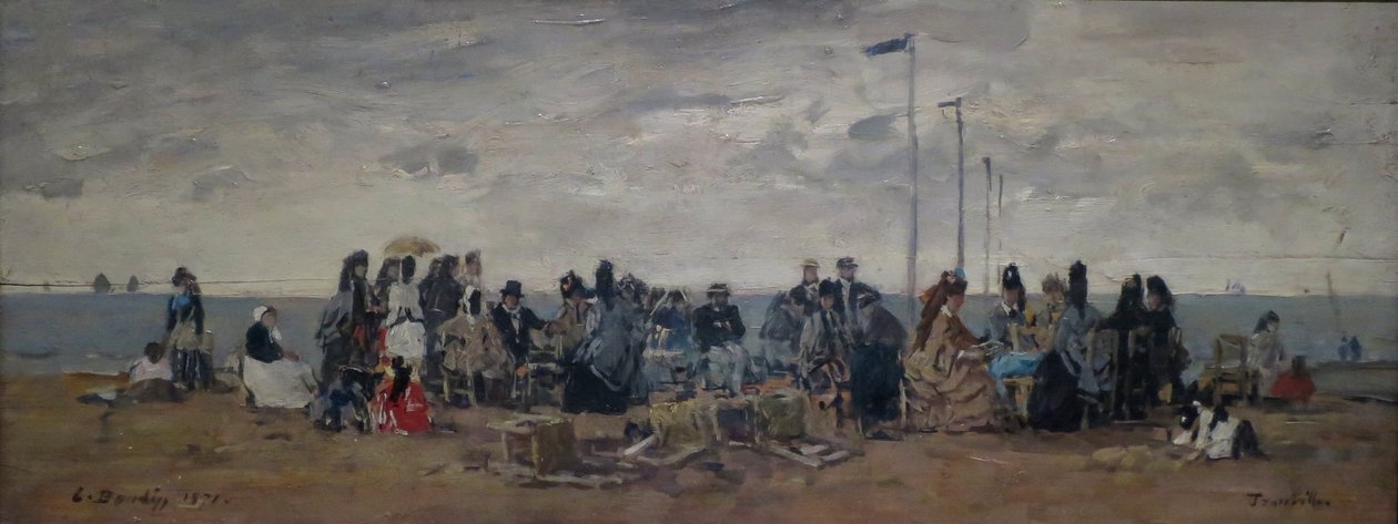 Kotava: "Piludafa nakila, Trouville (3) (trutca ke Boudin)"
Francia: Trouville. Strandjelenet alkotó: Eugene Louis Boudin