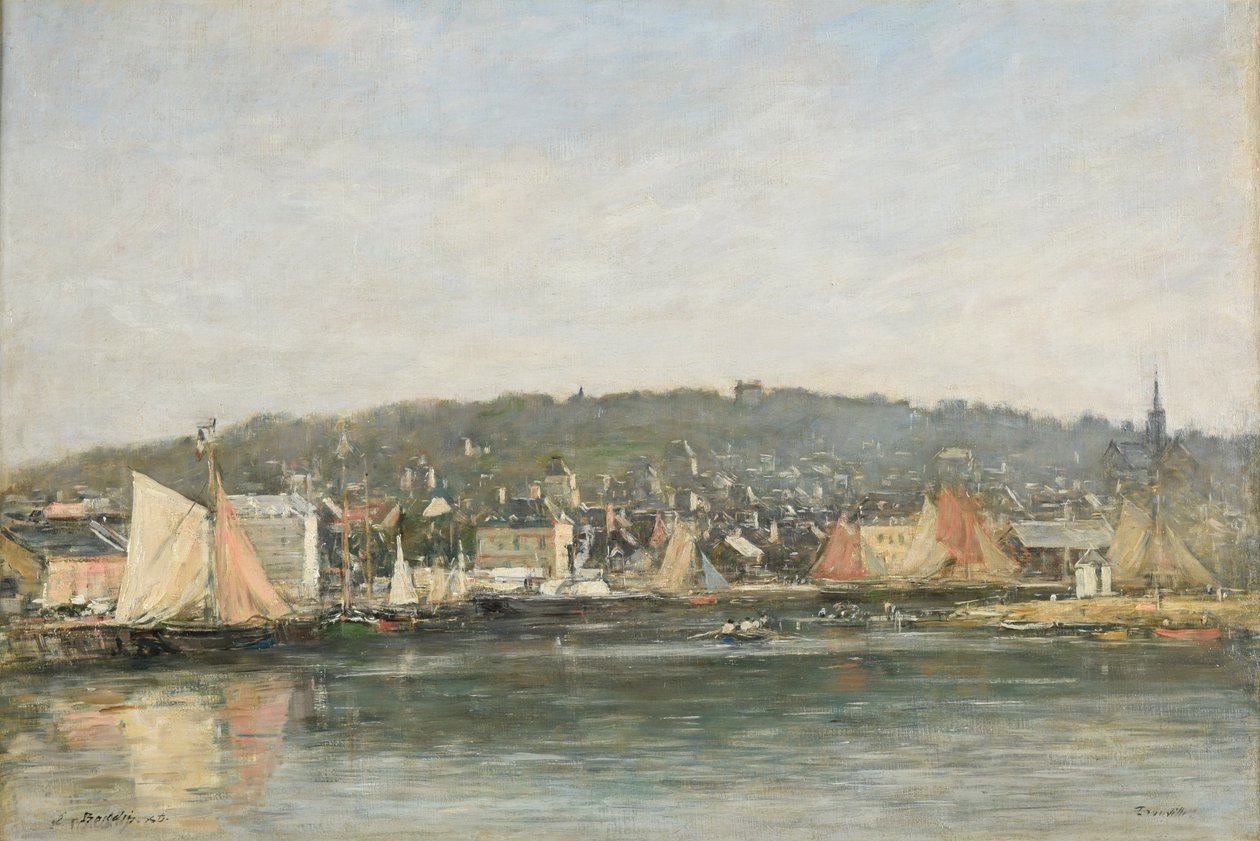 Trouville kikötője reggel alkotó: Eugene Louis Boudin