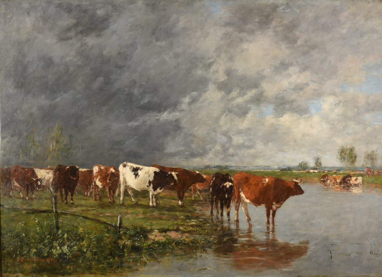 Csorda ivás alkotó: Eugene Louis Boudin