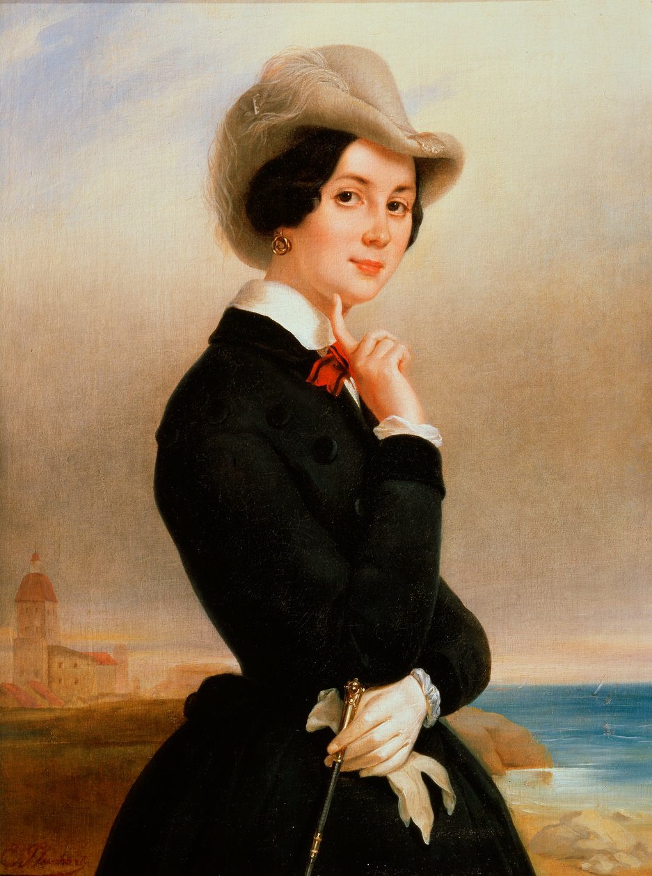 Vera Samoylova császári színház színésznőjének portréja, 1840-es évek. alkotó: Eugéne Pluchart