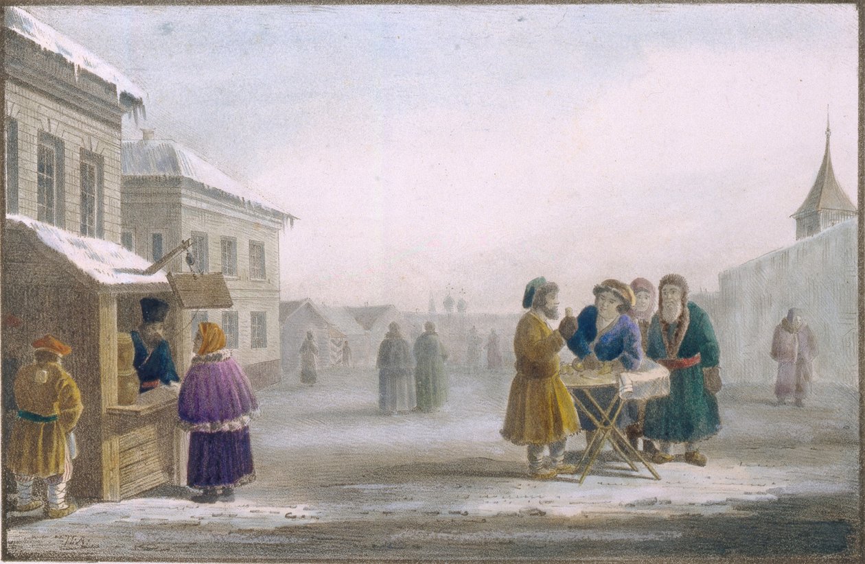 Utcai dohányárus a dohányboltban, 1825 alkotó: Eugéne Pluchart