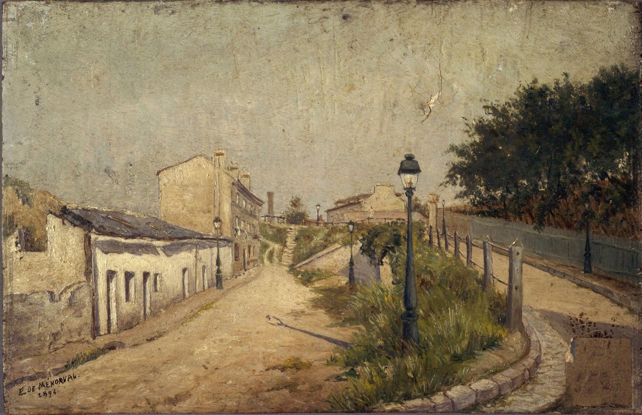 Rue du Pot-au-Lait 1894-ben, 1894-ben (olaj, fa) alkotó: Eugène de Ménorval