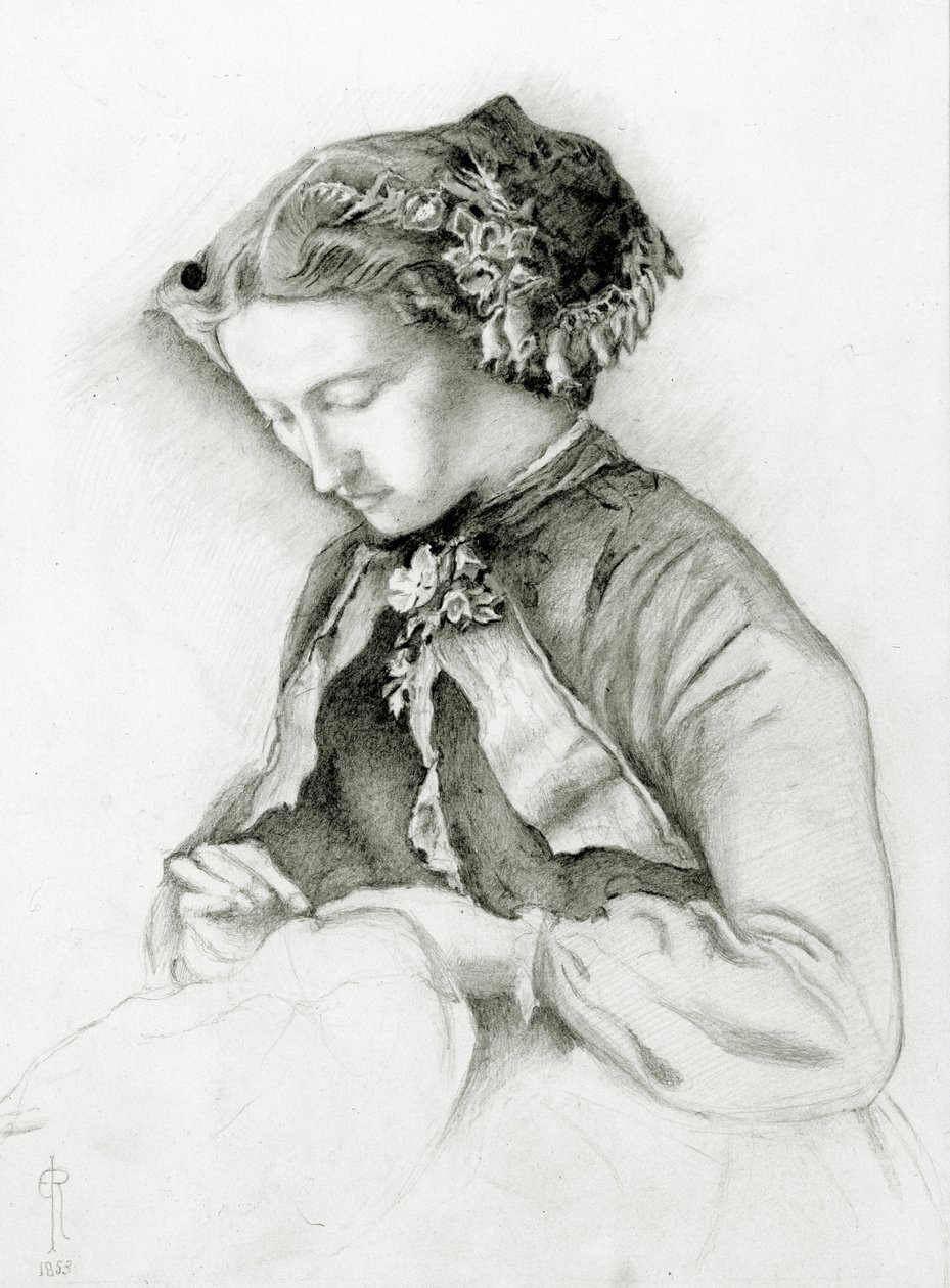 Effie portréja gyűszűkkel a hajában (The Foxglove) 1853 alkotó: Euphemia Ruskin