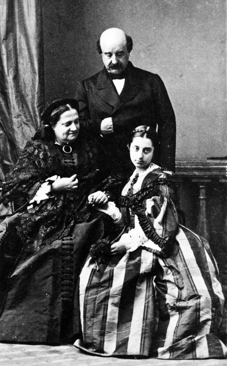 Maria Christina, Spanyolország regnáló királynője férjével, Agustin Fernando Muñoz-zal és egyik lányukkal, 1860 körül alkotó: European Photographer