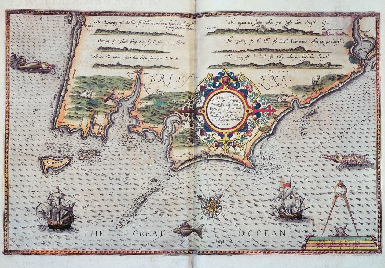 Bretagne partvonalának térképe, 1588 alkotó: European School